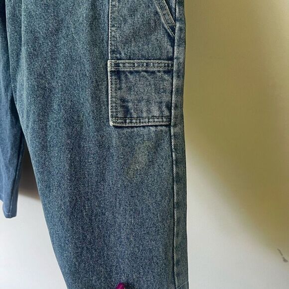 Vintage Anti-Basic Jeans Blue Solid Cotton Button & Zip Fly Long Denim Short Siz - Picture 7 of 14